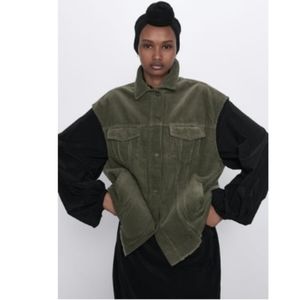 ZARA Sleeveless Shacket Corduroy. Size Medium